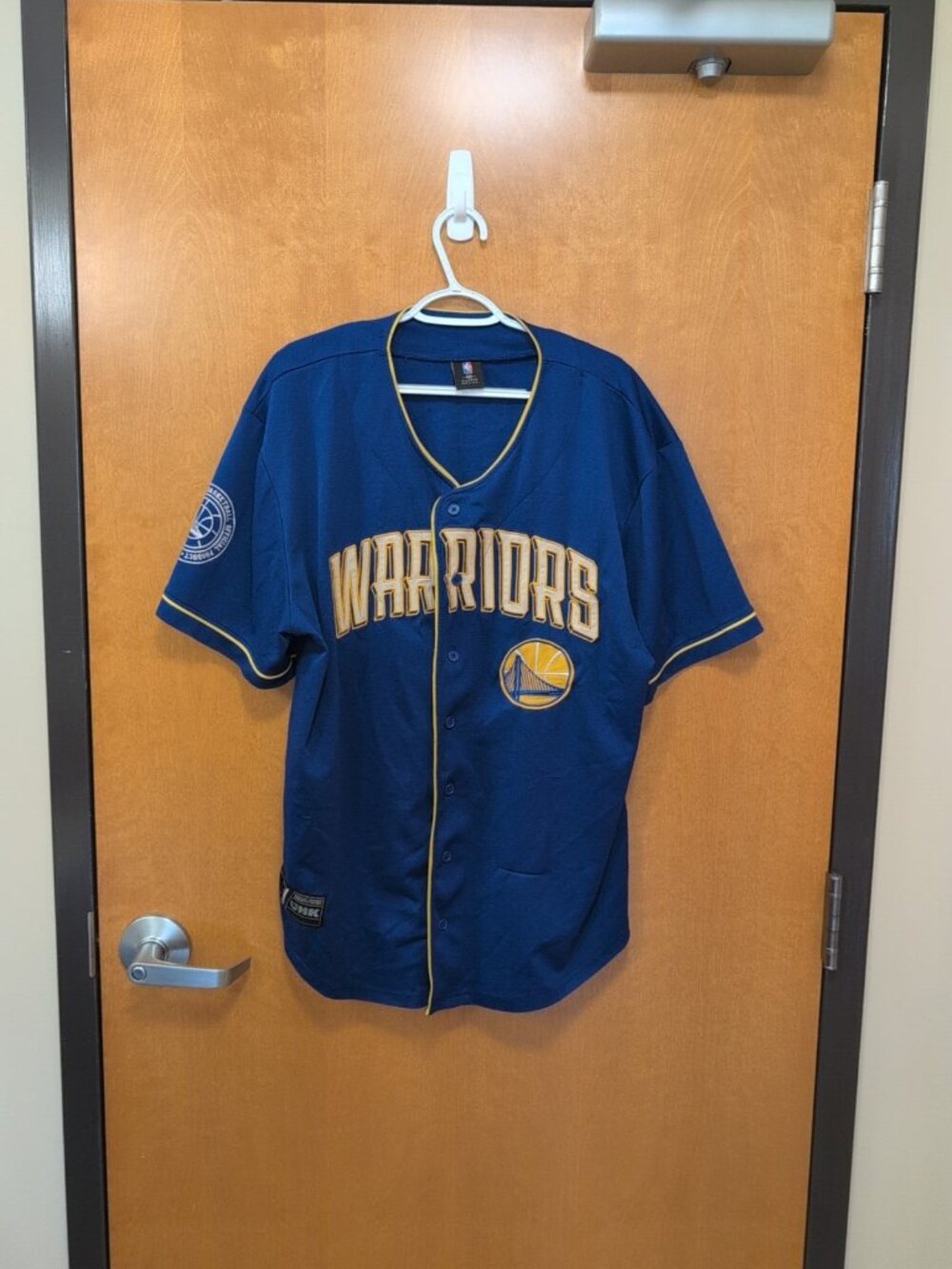 NBA Warriors Blue and Gold Button-Up Jersey